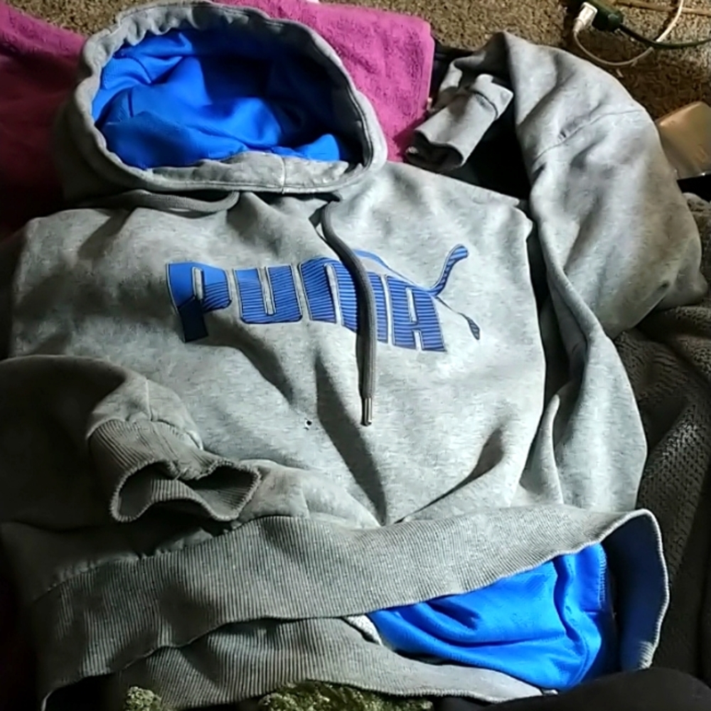 Electric blue lined puma hoodie Large